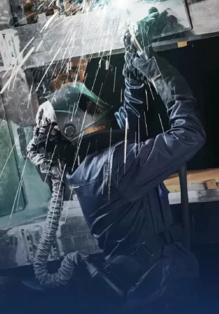 Сварочная маска с автоматическим светофильтром и подачей воздуха Tecmen TM1000 черная с PAPR