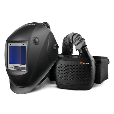 Сварочная маска с автоматическим светофильтром и подачей воздуха Tecmen ADF 820S TM16 черная с PAPR (внешняя кнопка зачистки)